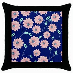 Floral Throw Pillow Case (black) by Sobalvarro