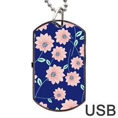 Floral Dog Tag Usb Flash (one Side) by Sobalvarro