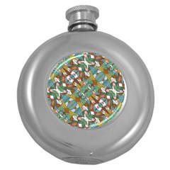 Multicolored Collage Print Pattern Mosaic Round Hip Flask (5 Oz) by dflcprintsclothing