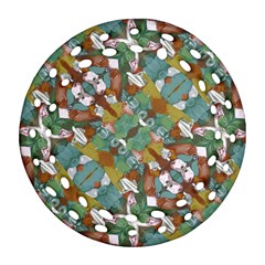 Multicolored Collage Print Pattern Mosaic Round Filigree Ornament (two Sides) by dflcprintsclothing