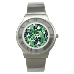 Tropical Banana Leaves Stainless Steel Watch by goljakoff