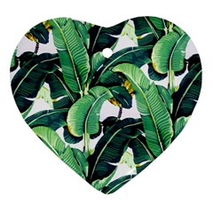 Tropical Banana Leaves Heart Ornament (two Sides) by goljakoff