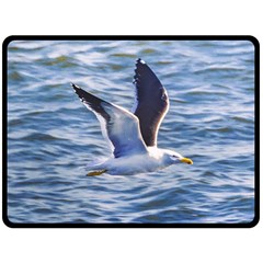 Seagull Flying Over Sea, Montevideo, Uruguay Fleece Blanket (large)  by dflcprintsclothing
