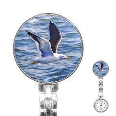 Seagull Flying Over Sea, Montevideo, Uruguay Stainless Steel Nurses Watch by dflcprintsclothing