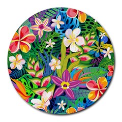 Colorful Floral Pattern Round Mousepads