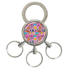 Colourful Funny Pattern 3-ring Key Chain by designsbymallika