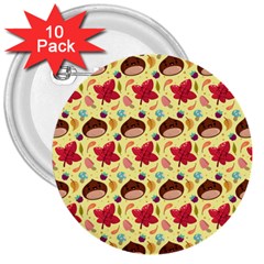 Cute Leaf Pattern 3  Buttons (10 Pack)  by designsbymallika