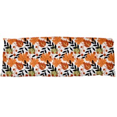 Black Orange Autumn Leaves Pattern Body Pillow Case Dakimakura (two Sides) by designsbymallika