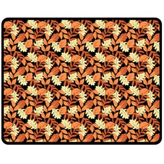 Autumn Leaves Orange Pattern Fleece Blanket (medium)  by designsbymallika