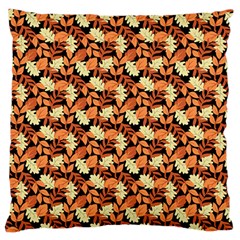 Autumn Leaves Orange Pattern Large Cushion Case (two Sides) by designsbymallika