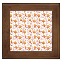 Orange Pink Tree Pattern Framed Tile