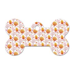 Orange Pink Tree Pattern Dog Tag Bone (one Side) by designsbymallika