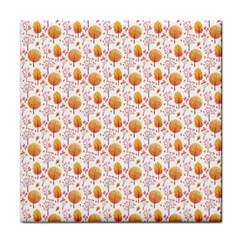 Orange Pink Tree Pattern Face Towel by designsbymallika