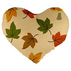 Autumn Leaves Large 19  Premium Heart Shape Cushions by DithersDesigns