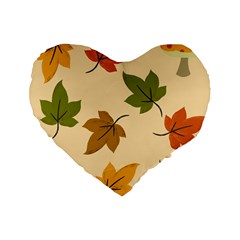 Autumn Leaves Standard 16  Premium Flano Heart Shape Cushions by DithersDesigns