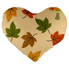 Autumn Leaves Large 19  Premium Flano Heart Shape Cushions