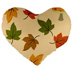 Autumn Leaves Large 19  Premium Flano Heart Shape Cushions Front