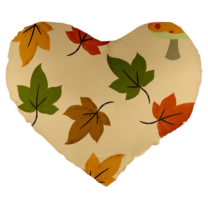 Autumn Leaves Large 19  Premium Flano Heart Shape Cushions