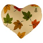 Autumn Leaves Large 19  Premium Flano Heart Shape Cushions Back