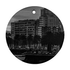 Sunset Coastal Urban Scene, Montevideo, Uruguay Ornament (round) by dflcprintsclothing