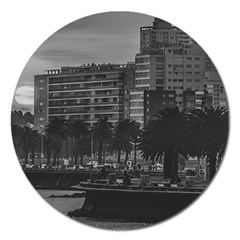 Sunset Coastal Urban Scene, Montevideo, Uruguay Magnet 5  (round) by dflcprintsclothing