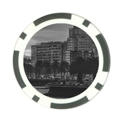 Sunset Coastal Urban Scene, Montevideo, Uruguay Poker Chip Card Guard by dflcprintsclothing