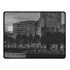 Sunset Coastal Urban Scene, Montevideo, Uruguay Fleece Blanket (small) by dflcprintsclothing