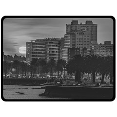 Sunset Coastal Urban Scene, Montevideo, Uruguay Double Sided Fleece Blanket (large)  by dflcprintsclothing