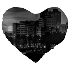 Sunset Coastal Urban Scene, Montevideo, Uruguay Large 19  Premium Flano Heart Shape Cushions by dflcprintsclothing