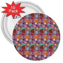 Nuts And Mushroom Pattern 3  Buttons (10 Pack)  by designsbymallika