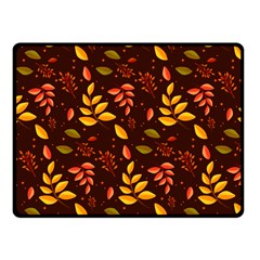 Yellow Green Orange Leaf Pattern Fleece Blanket (small) by designsbymallika