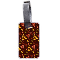 Yellow Green Orange Leaf Pattern Luggage Tag (two Sides) by designsbymallika