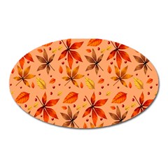 Orange Brown Leaves Oval Magnet by designsbymallika