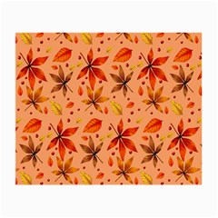 Orange Brown Leaves Small Glasses Cloth (2 Sides) by designsbymallika