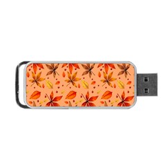 Orange Brown Leaves Portable Usb Flash (one Side) by designsbymallika