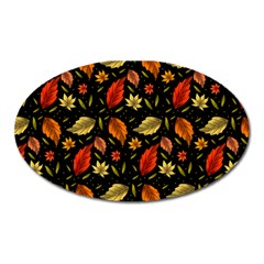 Golden Orange Leaves Oval Magnet by designsbymallika