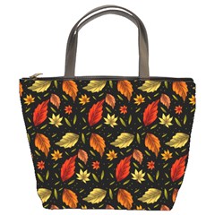 Golden Orange Leaves Bucket Bag by designsbymallika