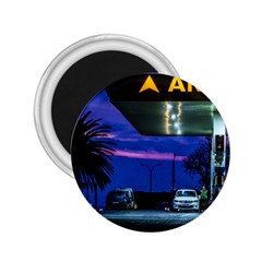 Night Scene Gas Station Building, Montevideo, Uruguay 2 25  Magnets by dflcprintsclothing