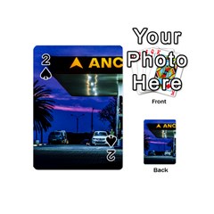 Night Scene Gas Station Building, Montevideo, Uruguay Playing Cards 54 Designs (mini) by dflcprintsclothing