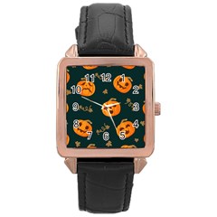 Halloween Rose Gold Leather Watch  by Sobalvarro