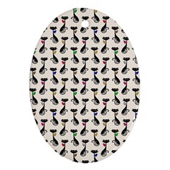 Lady Cat Pattern, Cute Cats Theme, Feline Design Oval Ornament (two Sides) by Casemiro