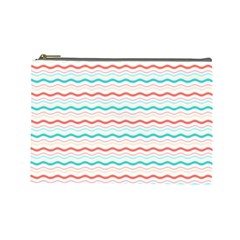 Aqua Coral Waves Cosmetic Bag (large) by CuteKingdom