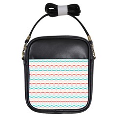 Aqua Coral Waves Girls Sling Bag by CuteKingdom