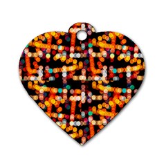 Multicolored Bubbles Print Pattern Dog Tag Heart (two Sides) by dflcprintsclothing