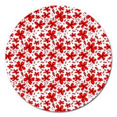 Red Flowers Magnet 5  (round) by CuteKingdom