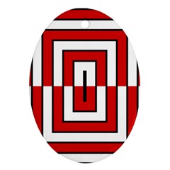 Square Maze Red Oval Ornament (two Sides) by tmsartbazaar