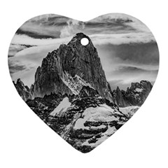 Fitz Roy And Poincenot Mountains, Patagonia Argentina Ornament (heart) by dflcprintsclothing