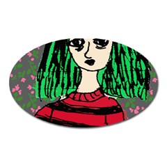 Freddy Girl Wall Grey Oval Magnet by snowwhitegirl