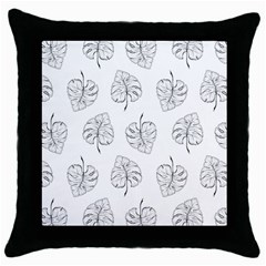 Doodle Leaves Throw Pillow Case (black) by goljakoff