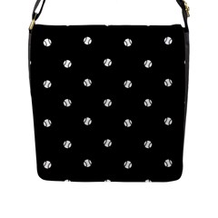 Black And White Baseball Motif Pattern Flap Closure Messenger Bag (l) by dflcprintsclothing